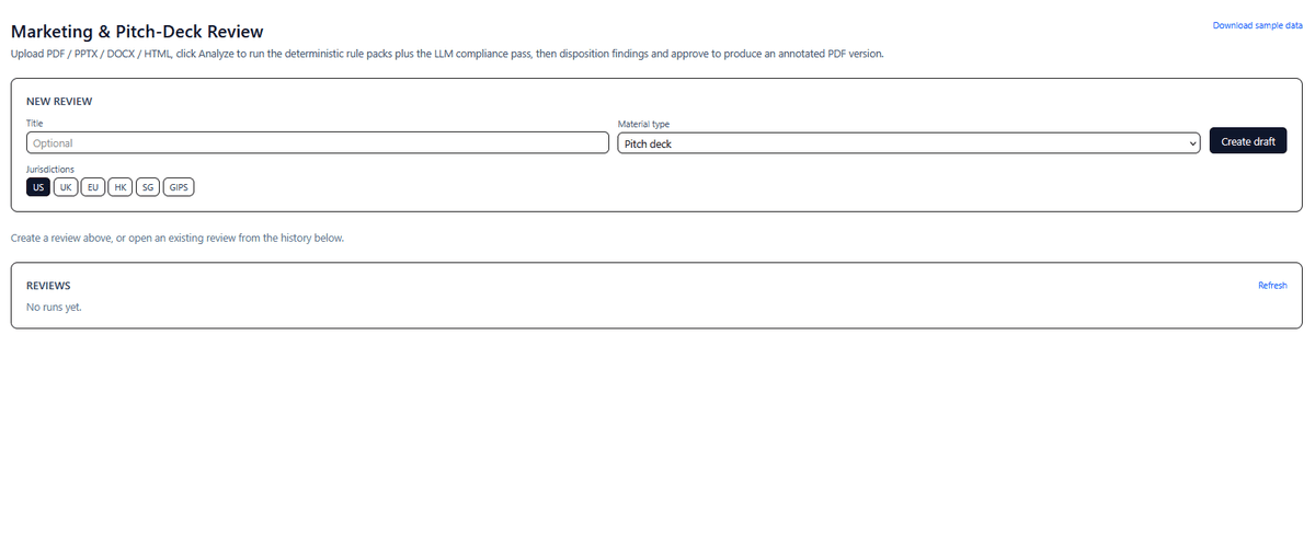 Marketing Review interface