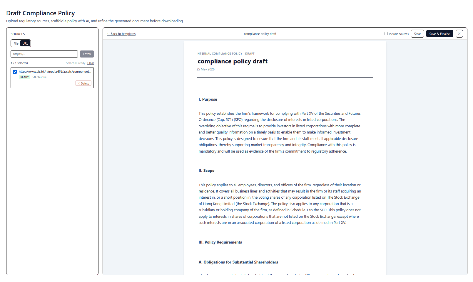 Policy Drafting screenshot