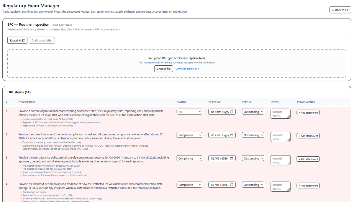Regulatory Exam Prep interface