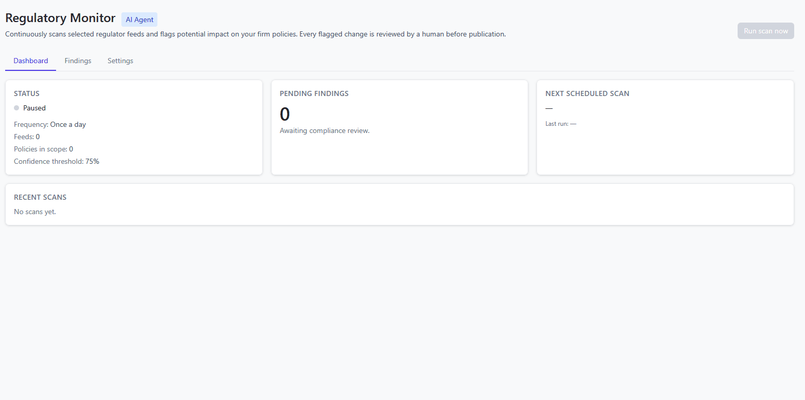 Regulatory Monitor screenshot