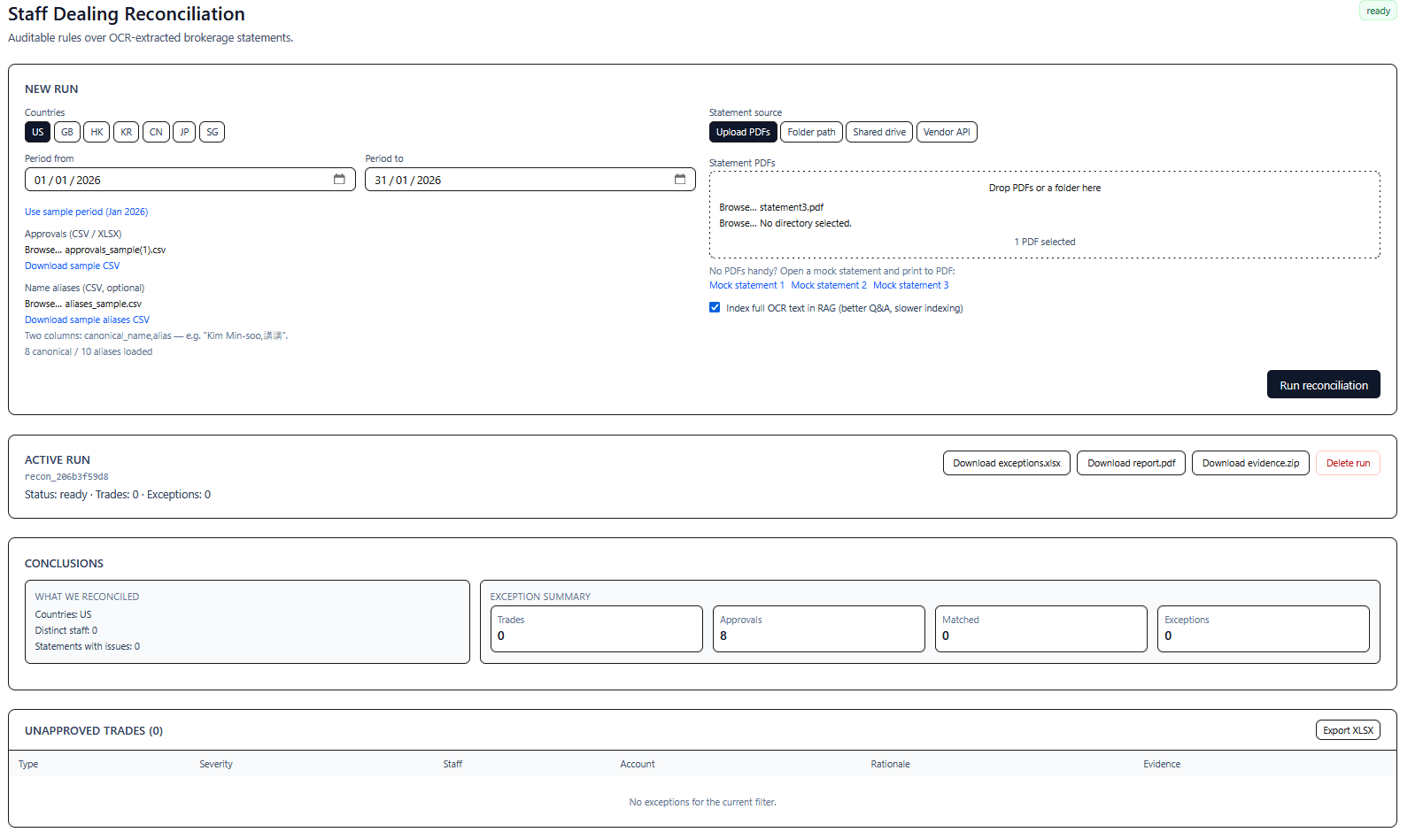 Staff Dealing screenshot